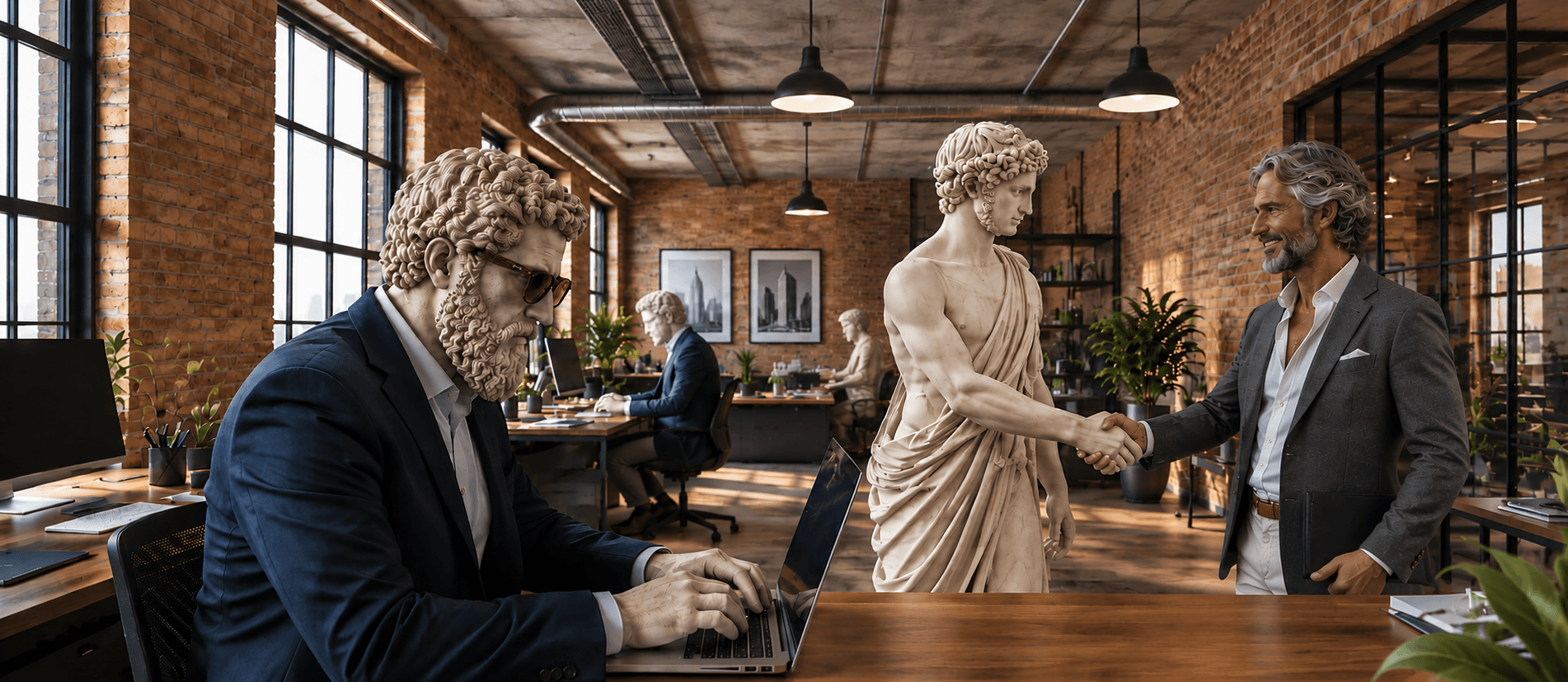 A partnership team building relationships in a modern office