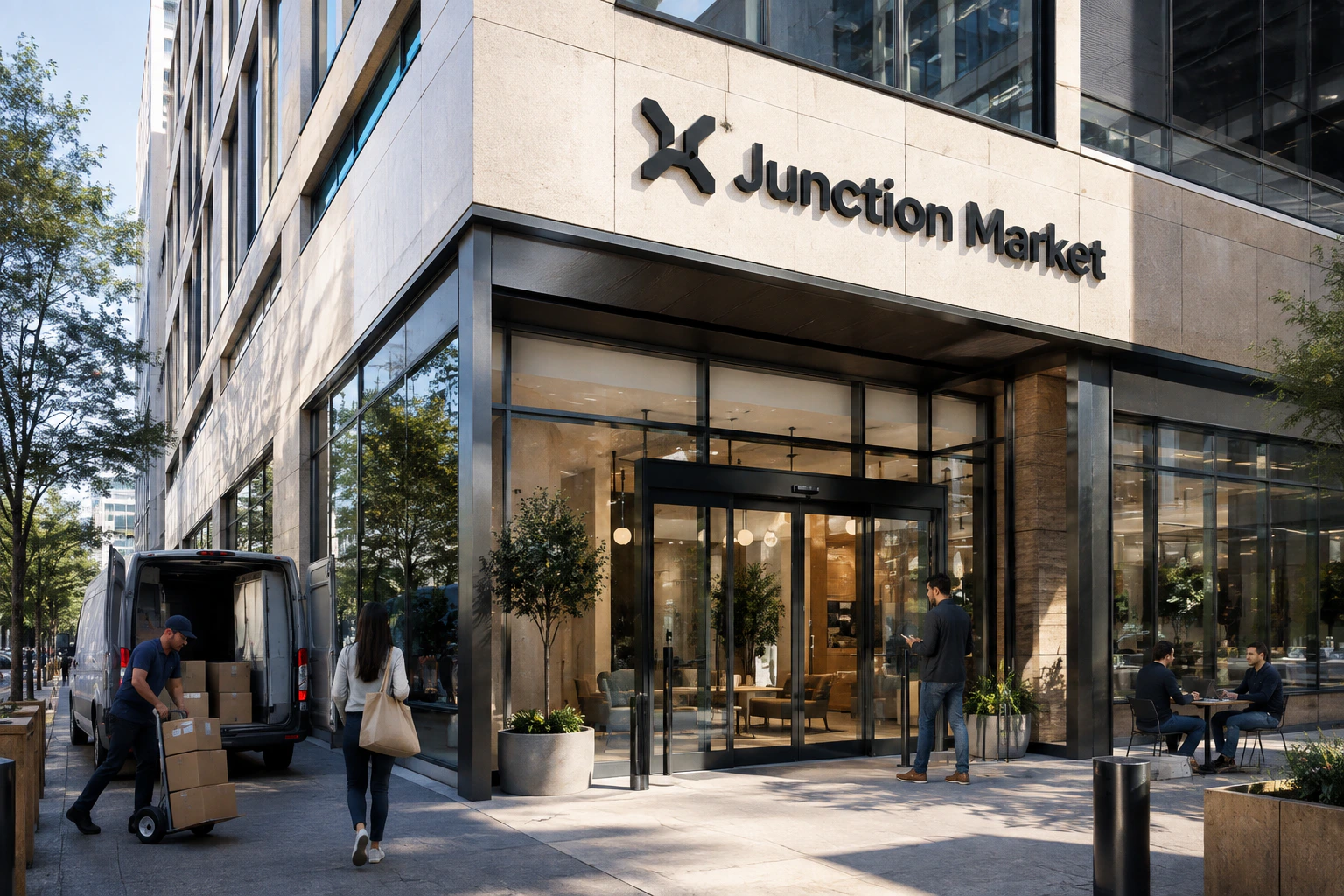 Junction Market urban operations hub with active courier service