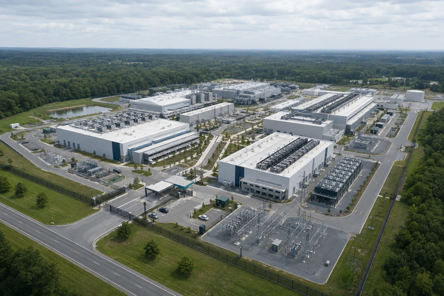 PineBridge IT engineers monitoring infrastructure change beside a modern data center